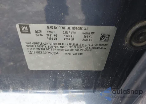 2014 Chevrolet Malibu 1Fl из США, поврежденный, VIN 1G11A5SL9EF255054